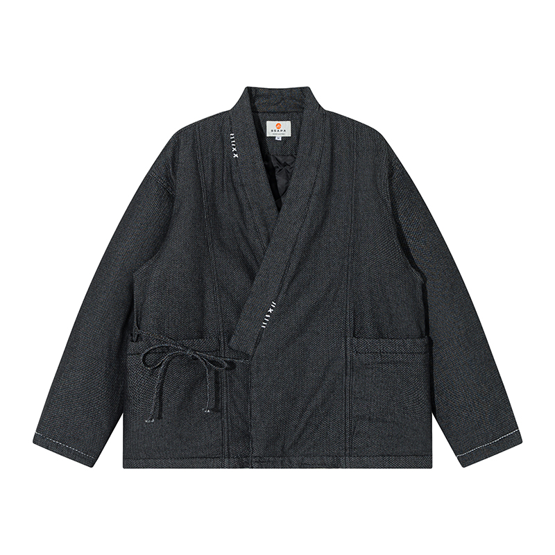 Traditional Winter Japanese Clothing - Inverno estilo japonês azul quimono jaqueta
