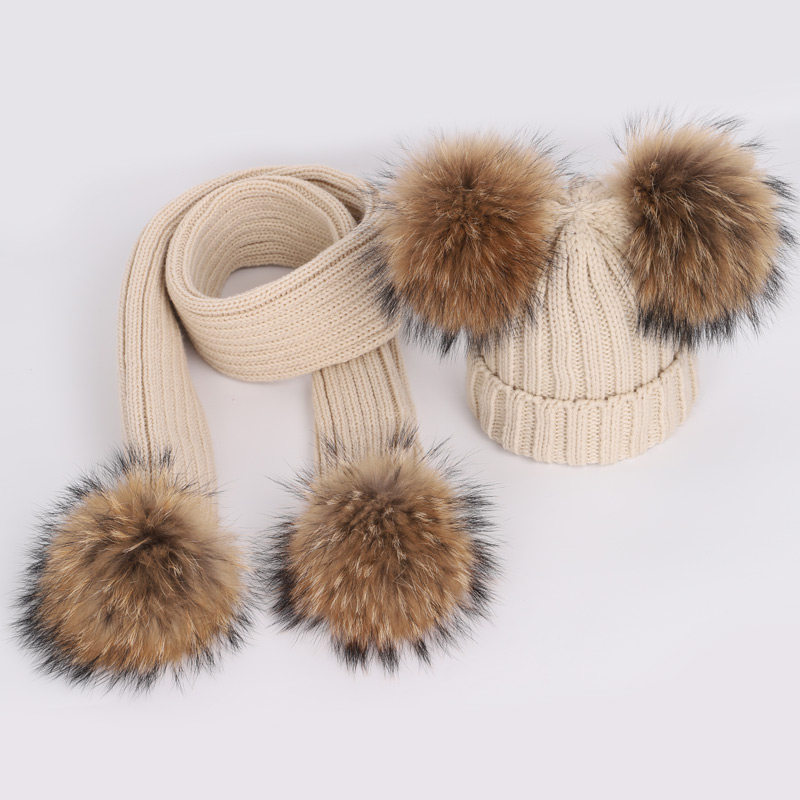 Winter Clothing Boys - Bolas de pele de guaxinim real