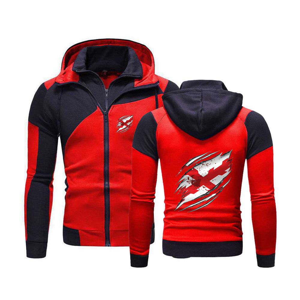 Winter Clothing In Spanish - Casaco masculino borgonha cruz espanhol um