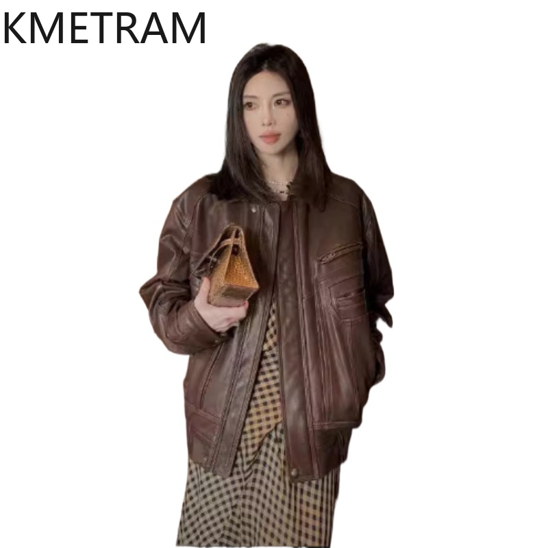 Winter Clothing In Spanish - Jaqueta Feminina KMETRAM de Couro de