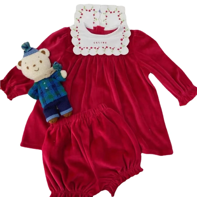 Winter Clothing In Spanish - Inverno espanhol crianças vestido retro veludo