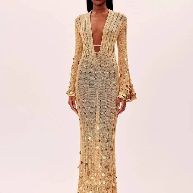 Vestido Maxi de Malha com Lant - Winter Clothing Dress Up avaliação e preço