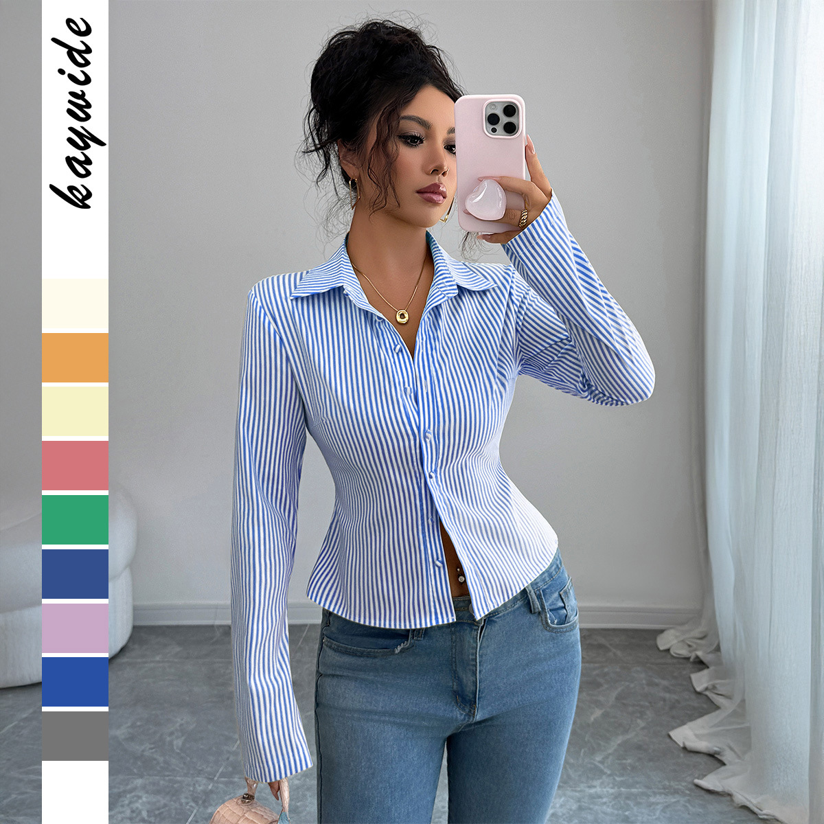 Camisa Casual Simples Listrada - Winter Clothing Dress Up avaliação e preço