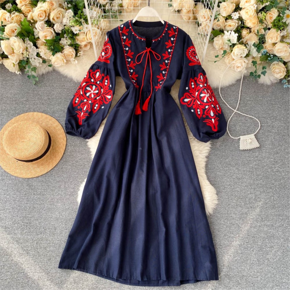 Vestido solto bordado flores t - Winter Clothing Dress Up avaliação e preço