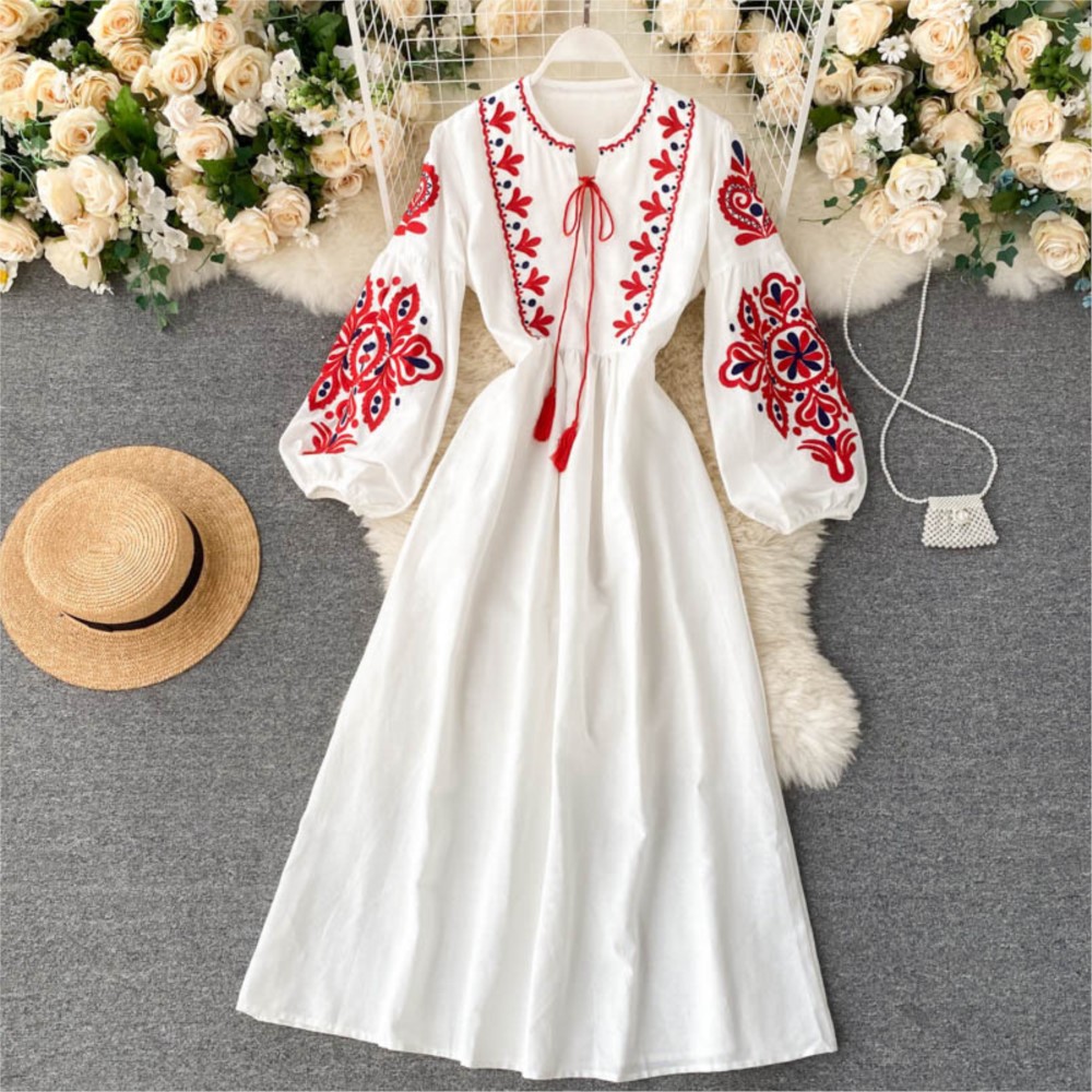 Vestido solto bordado flores t - Winter Clothing Dress Up avaliação e preço