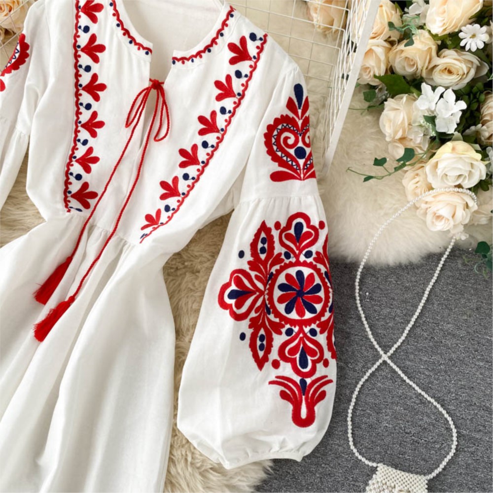 Vestido solto bordado flores t - Winter Clothing Dress Up avaliação e preço